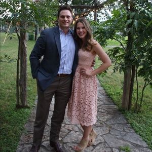 Blush lace midi dress